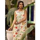 Ivory Green Printed Cotton Kurta with Pants- Set of 2