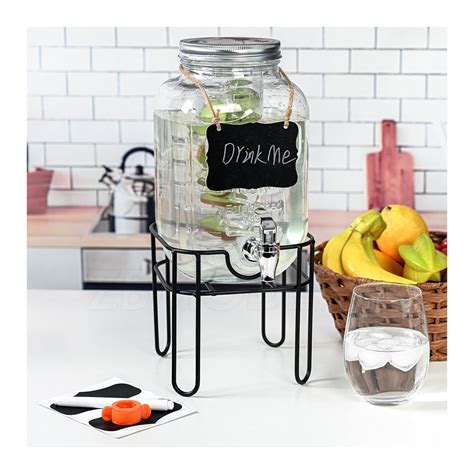 1 Gallon Portable Iced Drip Juice Glass Mason Jar Beverage Drink ...