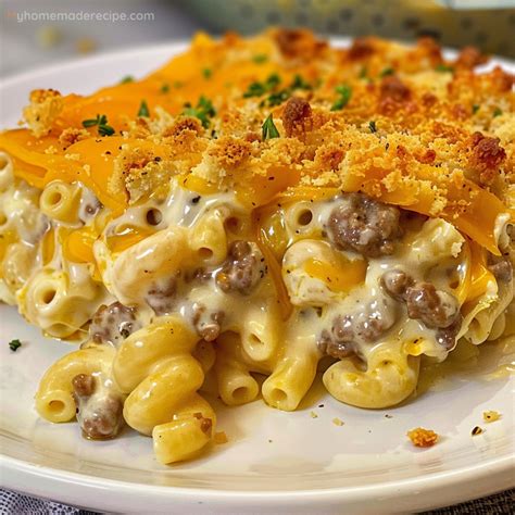 Delicious Cheesy Macaroni and Hamburger Casserole Recipe - My Homemade ...
