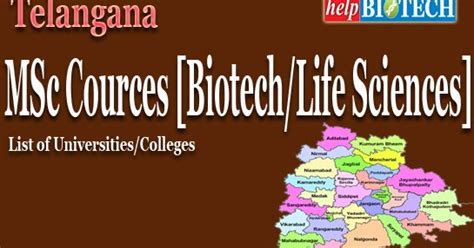 Telangana MSc Biotech/Life Sciences | List of Universities/Colleges