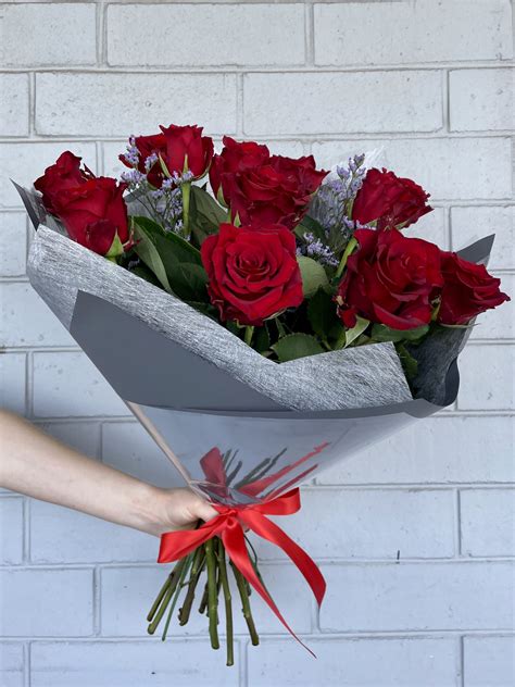 One Dozen Red Rose Bouquet - Flowers of Leeming