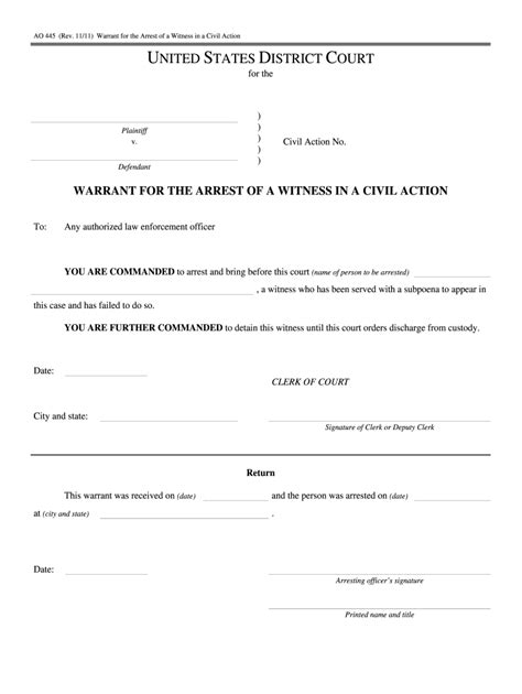 AO 445 Form - Fill Online, Printable, Fillable, Blank - pdfFiller
