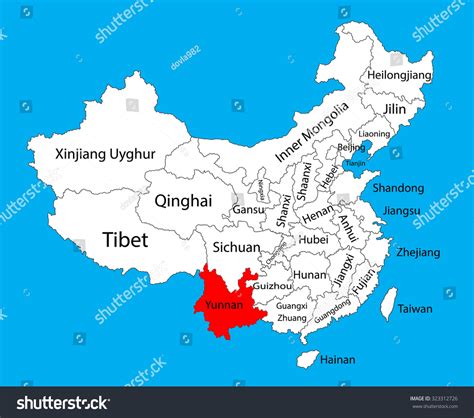 Yunnan Province Map China Vector Map Stock Vector (Royalty Free) 323312726 | Shutterstock
