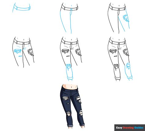 How to Draw Anime Ripped Jeans - Easy Step by Step Tutorial