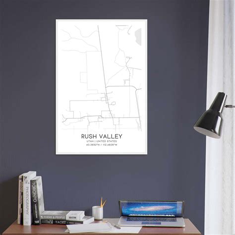 Rush Valley Utah Map Poster, Modern Home Decor Wall Art Print - Custom ...