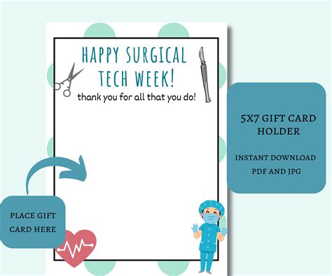 Surgical Tech Week Gift, Gift Card Holder, Surgical Tech Appreciation ...