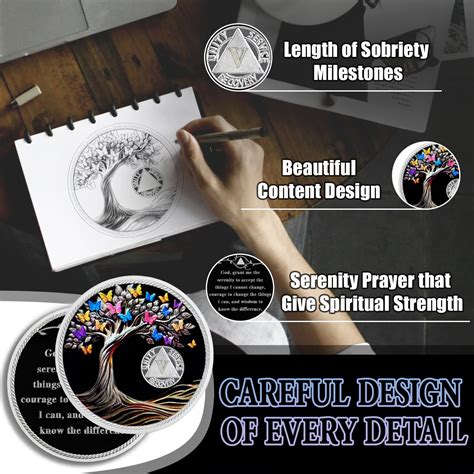 5 Years Sobriety Coin Butterfly Tree of Life AA Chips and Medallions S ...