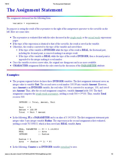 Image result for Assignment Statement Example
