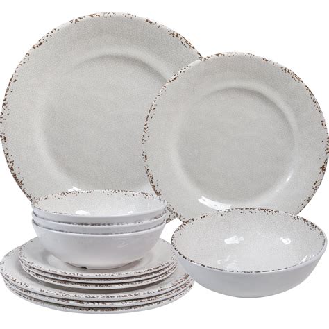 Amazon.com | ZAROCRUS Farmhouse Melamine Dinnerware Sets,12 Pieces ...