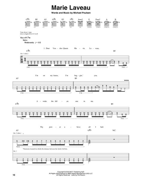 Marie Laveau by Volbeat - Guitar Rhythm Tab - Guitar Instructor