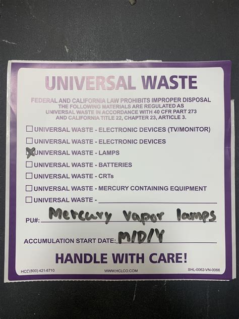 Mercury Vapor Lamps | Environment, Health and Safety