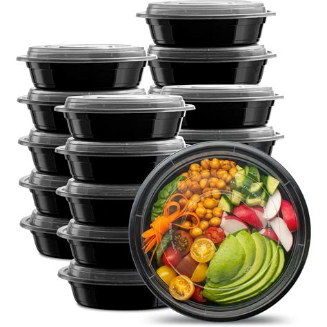 AMD Nexus Round Plastic Meal Prep Containers (10 Pack, 16oz) - Reusable ...