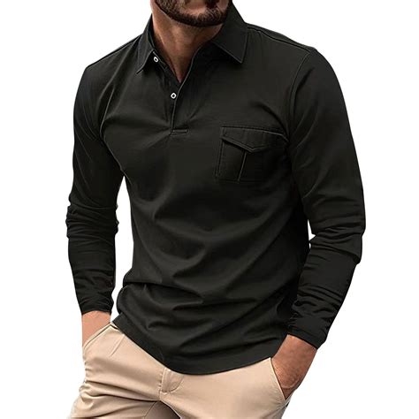 Domuza Men's Polo Shirts Casual Long Sleeve Button Up Stylish Golf T ...
