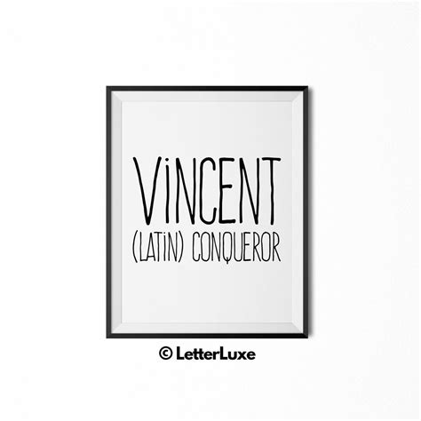 Vincent Name Meaning Print - Nursery Decor – LetterLuxe
