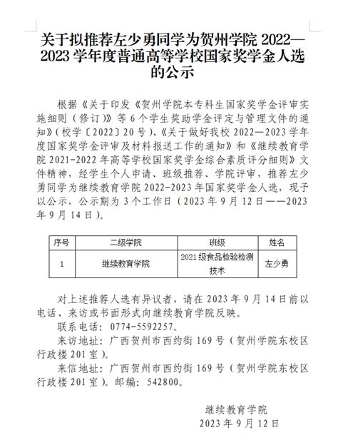 【学生资助】2019-2020学年度国家励志奖学金初审名单公示-贺州学院设计学院