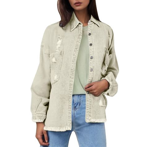 Uooqdmx Jean Jacket Women, Spring Jackets for Women, Oversized Denim ...