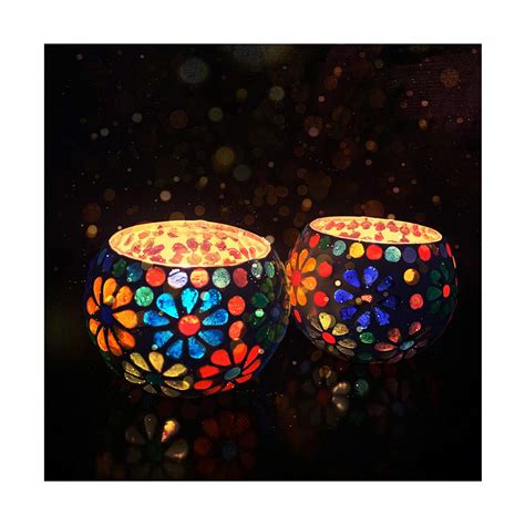 Buy Divine Senses Mosaic Glass Tealight Candle Holder (Pack of 2) - Tea ...