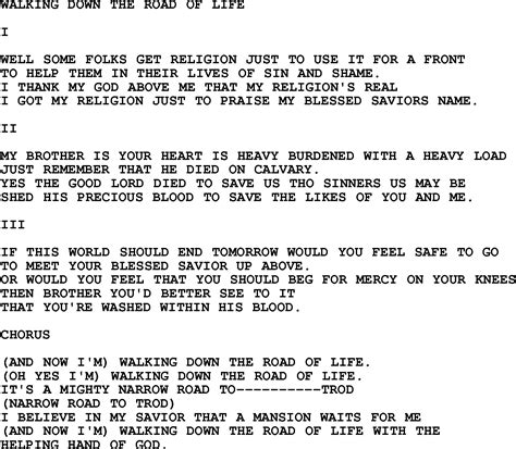 Country, Southern and Bluegrass Gospel Song Walking Down The Road Of ...