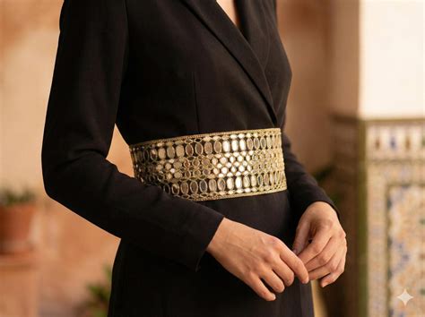 Antique Gold Statement Waist Belt: Mirror Design, Adjustable Chain ...