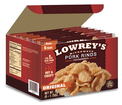 Lowrey's Bacon Curls, Microwave Pork Rinds, Original, 1.75oz, 6-Pack ...