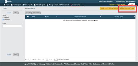 Create Score Card Configuration