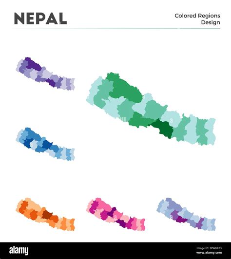 Nepal map collection. Borders of Nepal for your infographic. Colored country regions. Vector ... - borders of nepal
