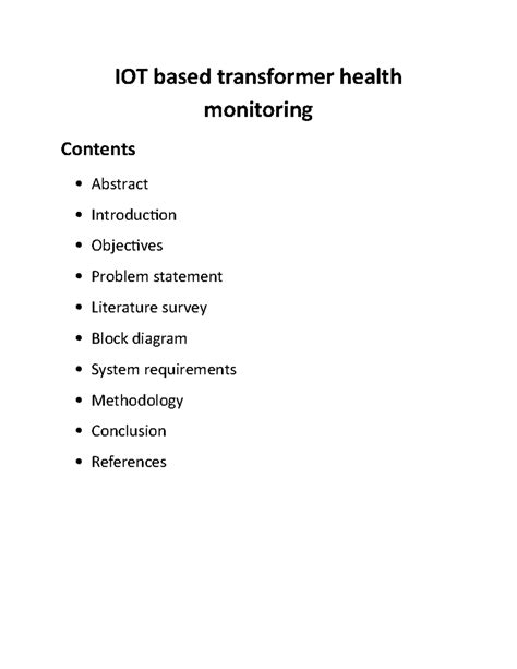 IOT-Based Transformer Health Monitoring System Overview - Studocu