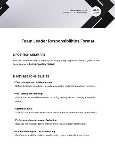 Free Roles and Responsibilities Template to Edit Online