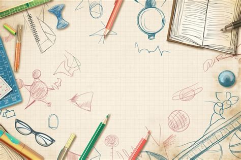 White educational background with green handdrawn educational ...