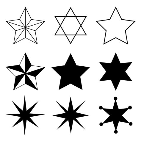 Stars variation set. Five-pointed star, star of david. Isolated vector ...