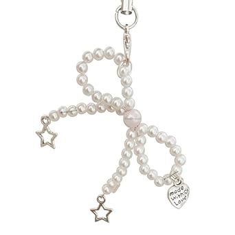 Ringzanio Bag Charm |Pearl Bow Design With Heart Charm | Cherry Charms ...