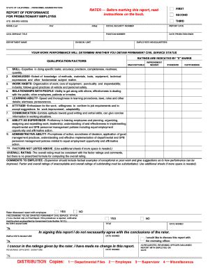 Fillable Online documents dgs ca Report of Performance. Probationary ...