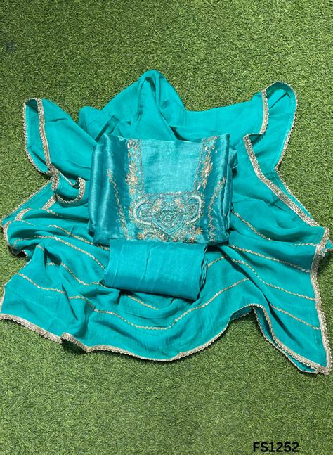 FS1252 | Firozi | Shimmer Suit | Party Wear | Wedding | Jaggo | Ring C ...