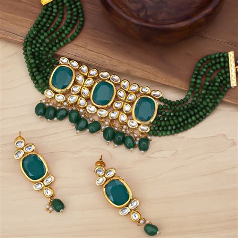 Sukkhi Youthful Pearl Gold Plated Kundan Choker Necklace Set For Women ...