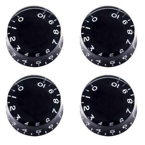 mxuteuk 4pcs Black with White Word Electric Guitar Bass Top Hat Knobs ...