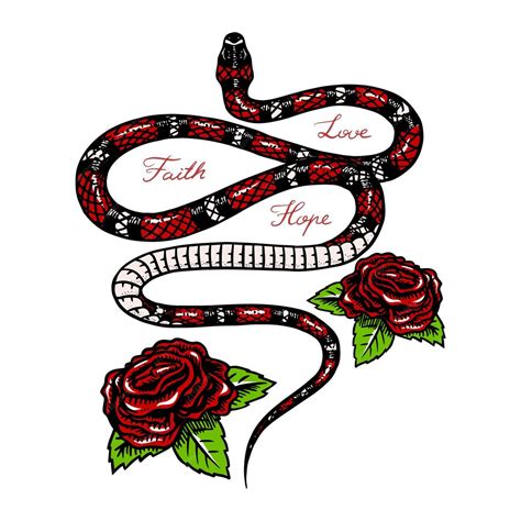 Milk snake with flowers in vintage style serpent cobra or python or ...