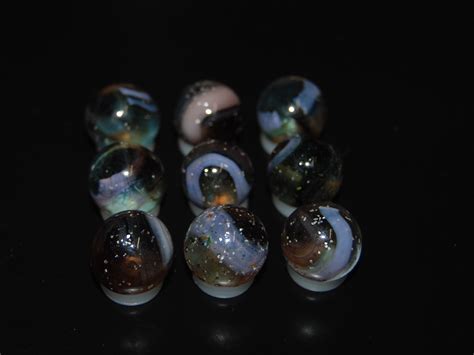 9 Beautiful Jabo/Vitro Swirl Marbles Made In Reno, Ohio - MarbleMary.Com
