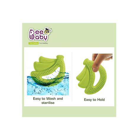 BeeBaby Banana Shape Soft Silicone Teether for Babies 3+ Months (Green ...