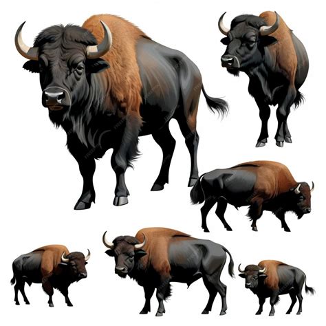 Premium Vector | A series of images of bison one of which is called the ...