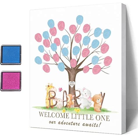 Ggjgrpx Baby Shower Fingerprint Tree, Cute Animals India | Ubuy