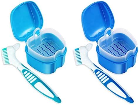 4 Pcs Professional Denture Kit False Teeth Denture Case Cup Base Holder ...