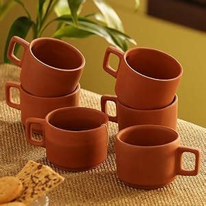 Buy ExclusiveLane Handmade Earthen Clay Cups Set for Tea of 6 Tea ...