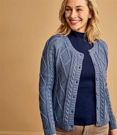 Storm Blue | Womens Cable Button Cardigan | WoolOvers AU