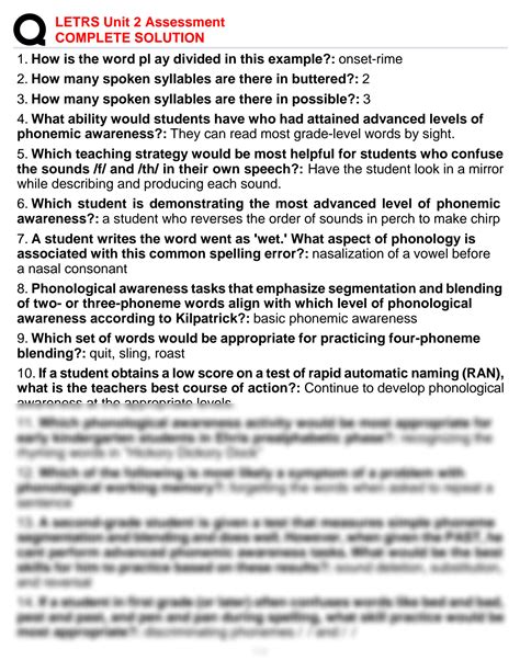 SOLUTION: Letrs unit 2 assessment complete solution - Studypool
