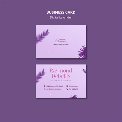 Modèle de carte de visite de lavande numérique | PSD Gratuite
