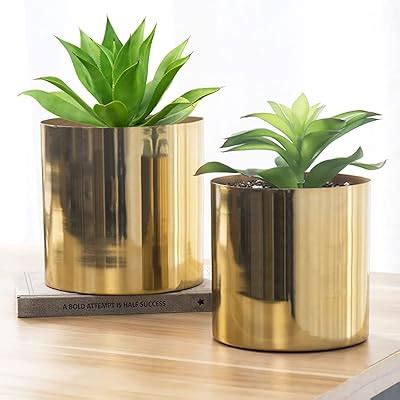 ecofynd 2 Pack Eva Metal Plant Pots (8 inch, 9 inch) | Indoor Planter ...