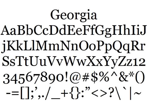 Font Alphabet Styles: Georgia
