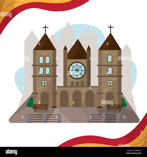 Cathedral church in Spanish style. Vector illustration Stock Vector ...