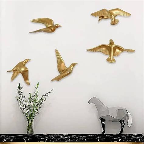 Pinnacle Hand Crafted Gold Finish Decorative Birds | Aluminium Wall ...