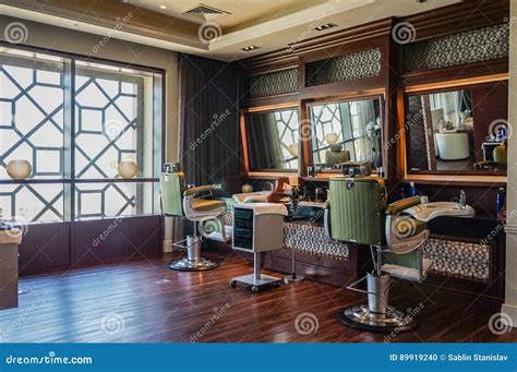 Dubai. Summer 2016. Interior Design Modern Barber Shop Editorial Image ...